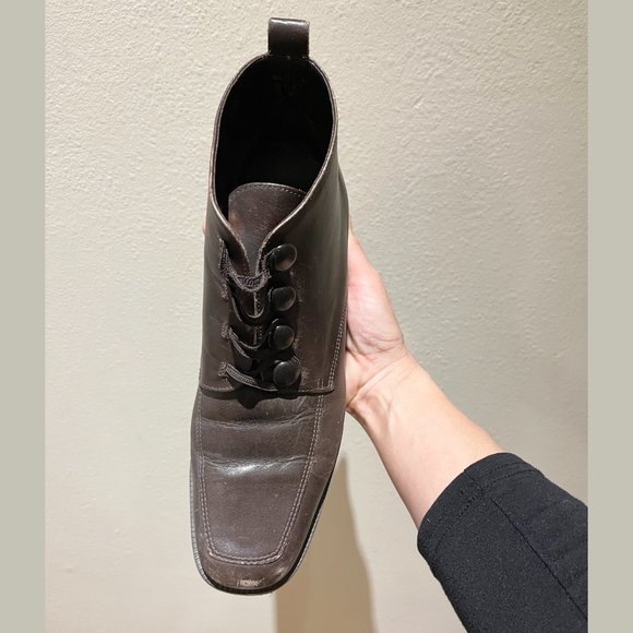 Women's Vintage Brown Leather Ankle Boots w/ Heel  - Brand: Principles - Size 9 - Picture 5 of 12
